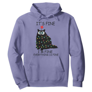 Funny Christmas Cat Hoodie It's Fine I'm Fine Everything Is Fine Meowy Catmas Xmas TS10 Violet Print Your Wear
