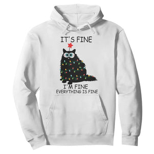 Funny Christmas Cat Hoodie It's Fine I'm Fine Everything Is Fine Meowy Catmas Xmas TS10 White Print Your Wear