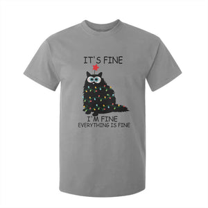 Funny Christmas Cat T Shirt For Kid It's Fine I'm Fine Everything Is Fine Meowy Catmas Xmas TS10 Sport Gray Print Your Wear