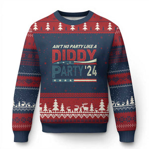 Aint No Party Like A Diddy Party Ugly Christmas Sweater TS10 Navy Red Print Your Wear