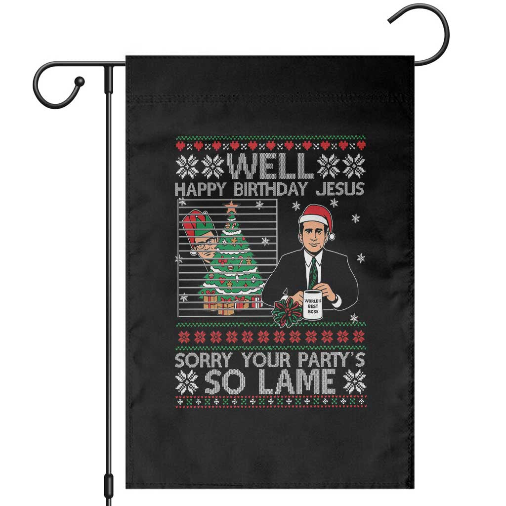 Funny Office Christmas Garden Flag Party Well Happy Birthday Jesus TV Show Ugly Xmas TS10 Black Print Your Wear