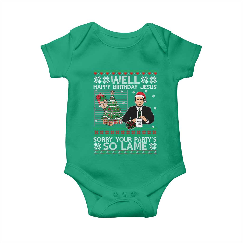Funny Office Christmas Baby Onesie Party Well Happy Birthday Jesus TV Show Ugly Xmas TS10 Irish Green Print Your Wear