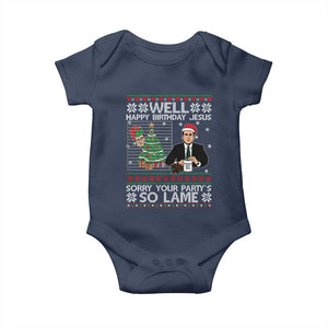 Funny Office Christmas Baby Onesie Party Well Happy Birthday Jesus TV Show Ugly Xmas TS10 Navy Print Your Wear