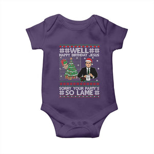 Funny Office Christmas Baby Onesie Party Well Happy Birthday Jesus TV Show Ugly Xmas TS10 Purple Print Your Wear