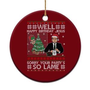 Funny Office Christmas Ceramic Ornament Party Well Happy Birthday Jesus TV Show Ugly Xmas TS10 1pc Red Print Your Wear