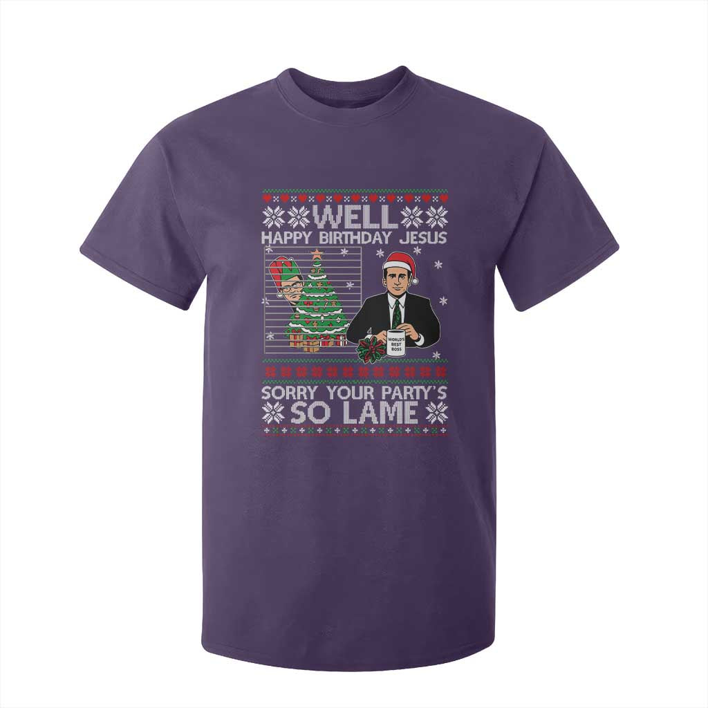 Funny Office Christmas T Shirt For Kid Party Well Happy Birthday Jesus TV Show Ugly Xmas TS10 Purple Print Your Wear