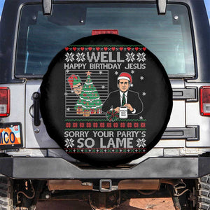 Funny Office Christmas Spare Tire Cover Party Well Happy Birthday Jesus TV Show Ugly Xmas TS10 No hole Black Print Your Wear