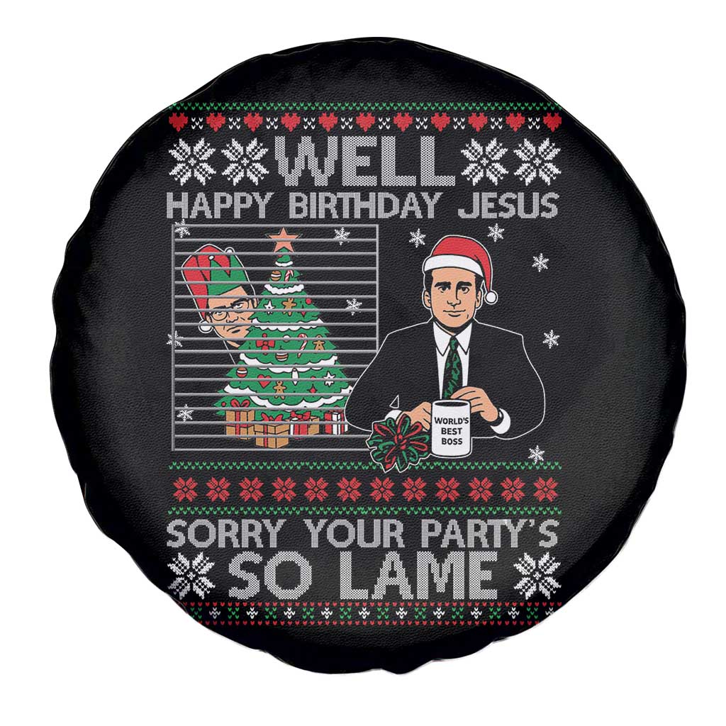 Funny Office Christmas Spare Tire Cover Party Well Happy Birthday Jesus TV Show Ugly Xmas TS10 Print Your Wear
