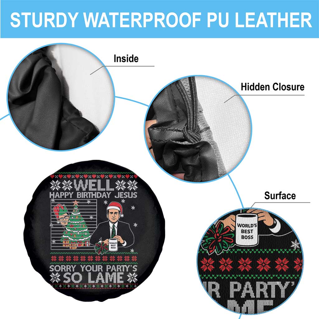 Funny Office Christmas Spare Tire Cover Party Well Happy Birthday Jesus TV Show Ugly Xmas TS10 Print Your Wear