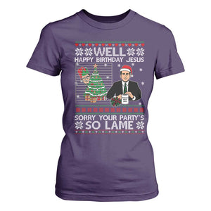 Funny Office Christmas T Shirt For Women Party Well Happy Birthday Jesus TV Show Ugly Xmas TS10 Purple Print Your Wear