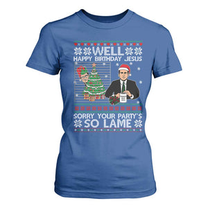 Funny Office Christmas T Shirt For Women Party Well Happy Birthday Jesus TV Show Ugly Xmas TS10 Royal Blue Print Your Wear