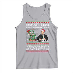 Funny Office Christmas Tank Top Party Well Happy Birthday Jesus TV Show Ugly Xmas TS10 Athletic Heather Print Your Wear