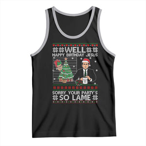 Funny Office Christmas Tank Top Party Well Happy Birthday Jesus TV Show Ugly Xmas TS10 Black Athletic Heather Print Your Wear