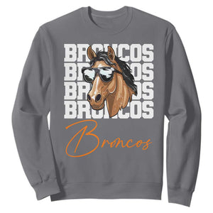 Vintage Broncos Football Inspirational Sweatshirt Horse Mascot Game Day Athletic Fan Gift TS10 Charcoal Print Your Wear
