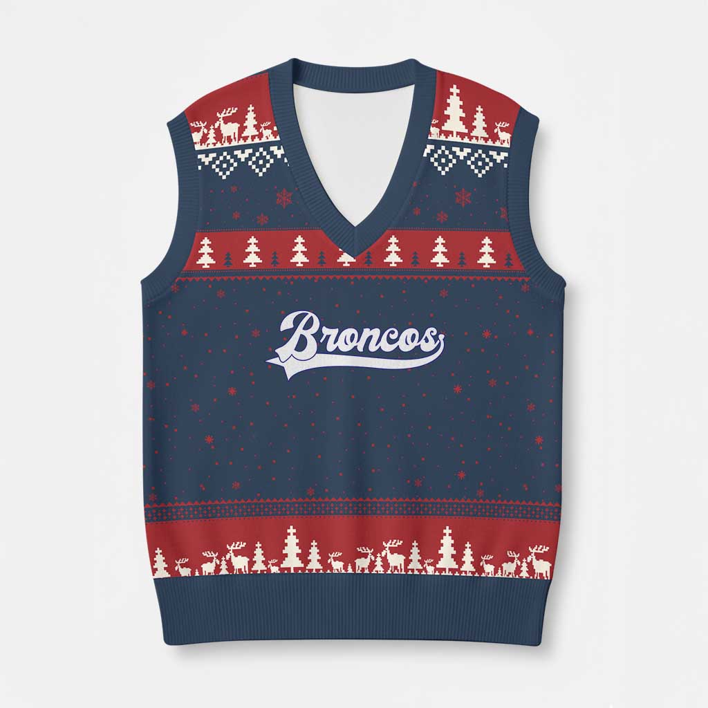 Vintage DFB Football V-Neck Knit Sweater Vest Classic Game Day Sports Name Tee TS10 Navy Red Print Your Wear