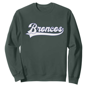 Vintage Broncos Football Sweatshirt Classic Game Day Sports Name Tee TS10 Dark Forest Green Print Your Wear