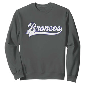 Vintage Broncos Football Sweatshirt Classic Game Day Sports Name Tee TS10 Dark Heather Print Your Wear