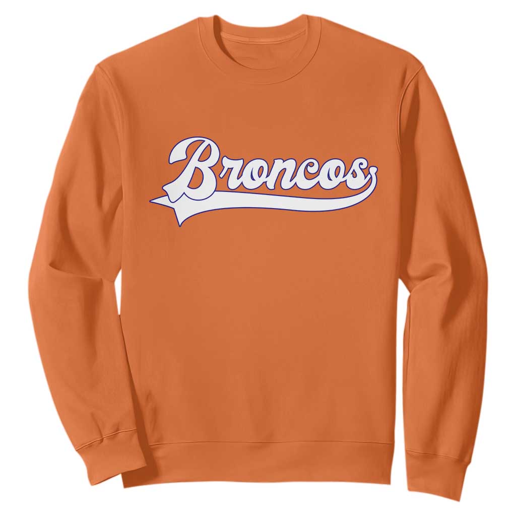 Vintage Broncos Football Sweatshirt Classic Game Day Sports Name Tee TS10 Orange Print Your Wear