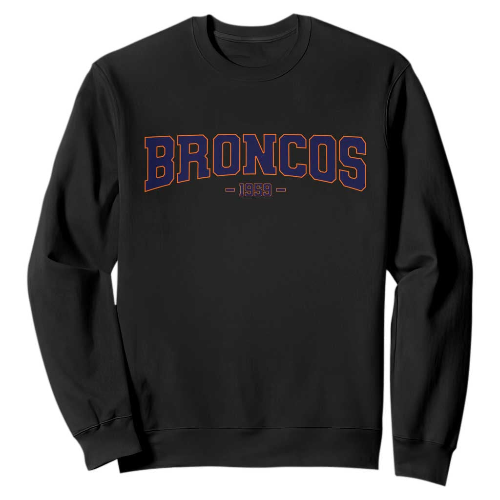 Vintage Broncos Sweatshirt Classic Game Day Print Retro Varsity Football Team Name TS10 Black Print Your Wear