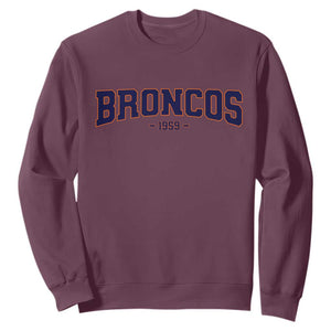 Vintage Broncos Sweatshirt Classic Game Day Print Retro Varsity Football Team Name TS10 Maroon Print Your Wear