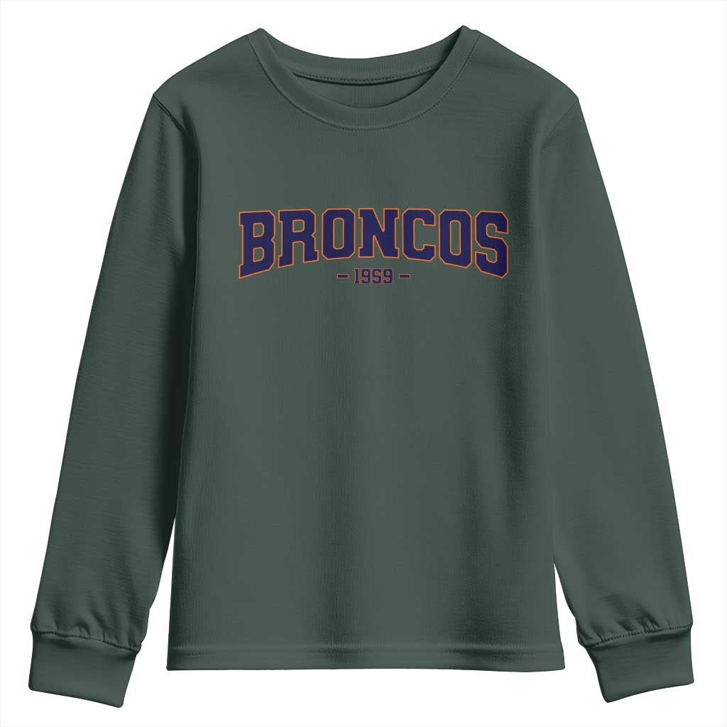 Vintage DFB Youth Sweatshirt Classic Game Day Print Retro Varsity Football Team Name TS10 Dark Forest Green Print Your Wear