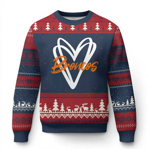 Vintage DFB Ugly Christmas Sweater Football Team Fans Heart Graphic Game Day TS10 Navy Red Print Your Wear