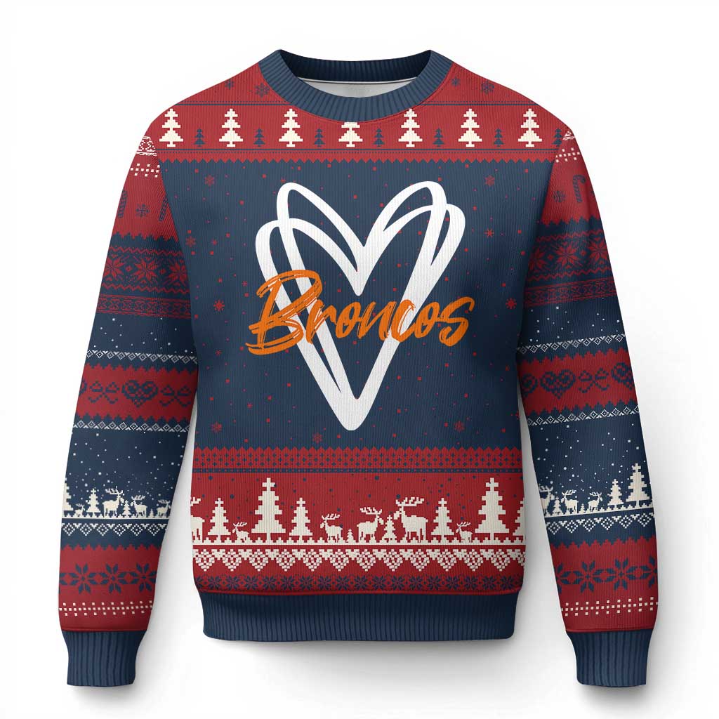 Vintage DFB Ugly Christmas Sweater Football Team Fans Heart Graphic Game Day TS10 Navy Red Print Your Wear