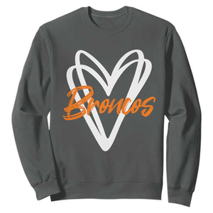 Vintage Broncos Sweatshirt Football Team Fans Heart Graphic Game Day TS10 Dark Heather Print Your Wear