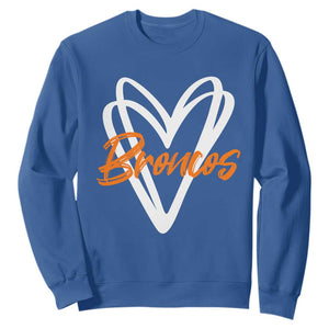 Vintage Broncos Sweatshirt Football Team Fans Heart Graphic Game Day TS10 Royal Blue Print Your Wear