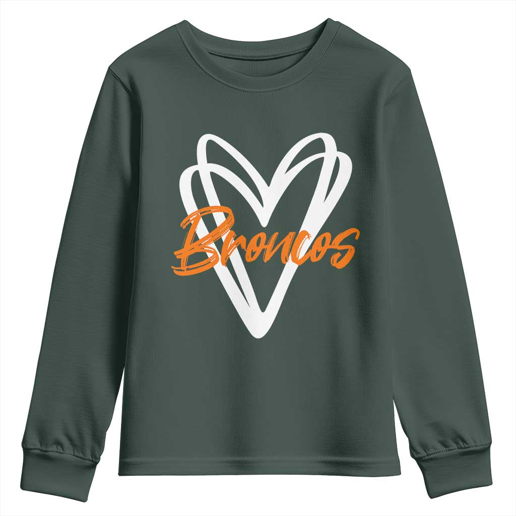 Vintage DFB Youth Sweatshirt Football Team Fans Heart Graphic Game Day TS10 Dark Forest Green Print Your Wear