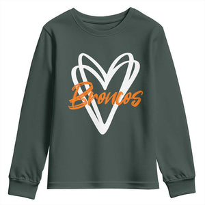 Vintage DFB Youth Sweatshirt Football Team Fans Heart Graphic Game Day TS10 Dark Forest Green Print Your Wear