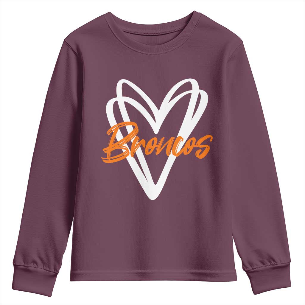 Vintage DFB Youth Sweatshirt Football Team Fans Heart Graphic Game Day TS10 Maroon Print Your Wear