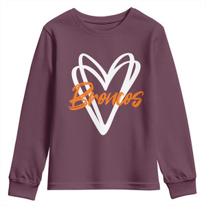 Vintage DFB Youth Sweatshirt Football Team Fans Heart Graphic Game Day TS10 Maroon Print Your Wear