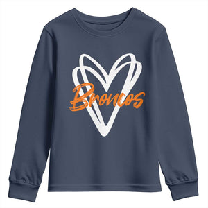 Vintage DFB Youth Sweatshirt Football Team Fans Heart Graphic Game Day TS10 Navy Print Your Wear