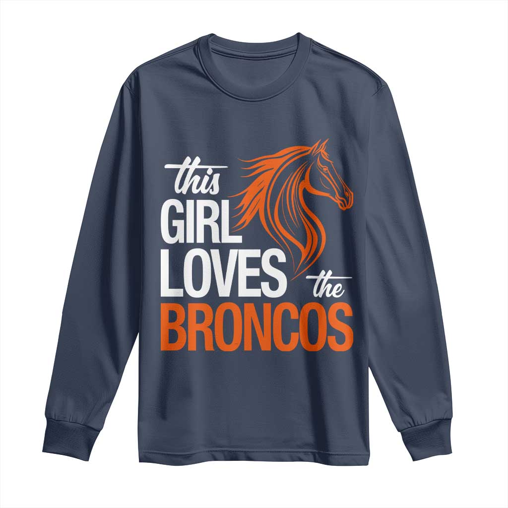 This Girl Loves The DFB Long Sleeve Shirt Football Inspirational Game Day Heart Graphic TS10 Navy Print Your Wear