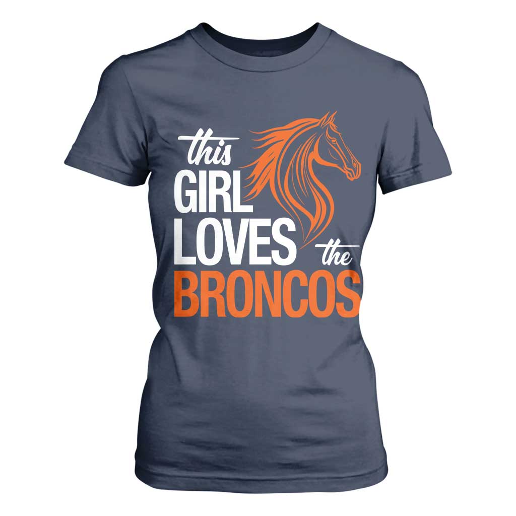 This Girl Loves The DFB T Shirt For Women Football Inspirational Game Day Heart Graphic TS10 Navy Print Your Wear