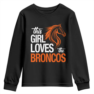 This Girl Loves The DFB Youth Sweatshirt Football Inspirational Game Day Heart Graphic TS10 Black Print Your Wear