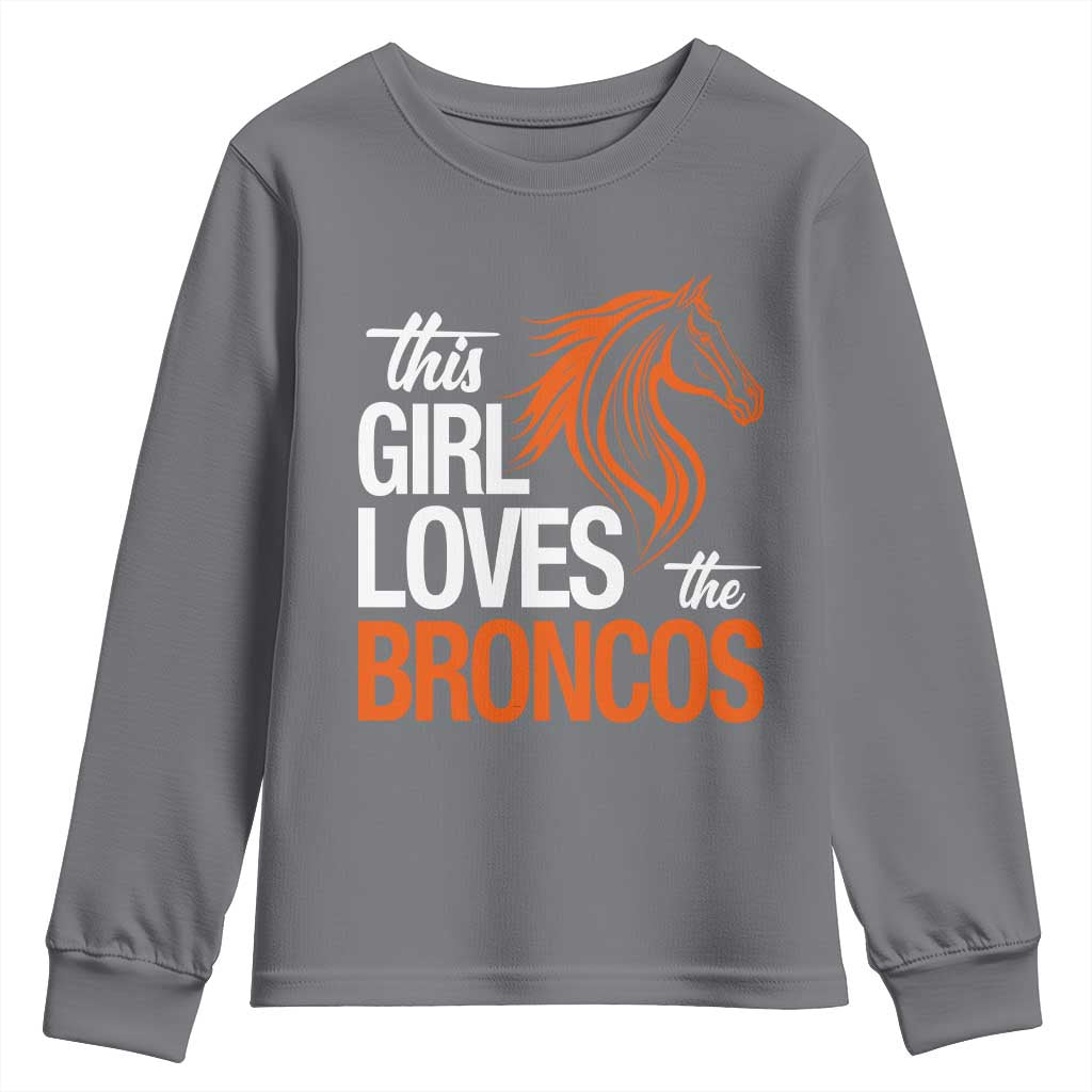 This Girl Loves The DFB Youth Sweatshirt Football Inspirational Game Day Heart Graphic TS10 Charcoal Print Your Wear
