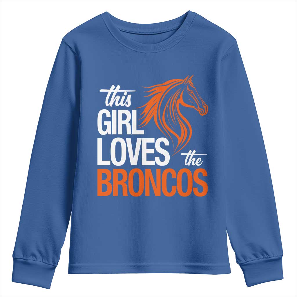 This Girl Loves The DFB Youth Sweatshirt Football Inspirational Game Day Heart Graphic TS10 Royal Blue Print Your Wear