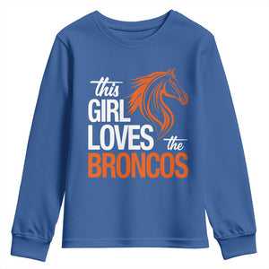 This Girl Loves The DFB Youth Sweatshirt Football Inspirational Game Day Heart Graphic TS10 Royal Blue Print Your Wear
