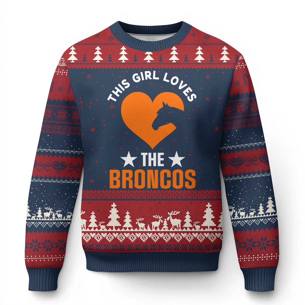 This Girl Loves The DFB Ugly Christmas Sweater Vintage Football Inspirational Game Day TS10 Navy Red Print Your Wear