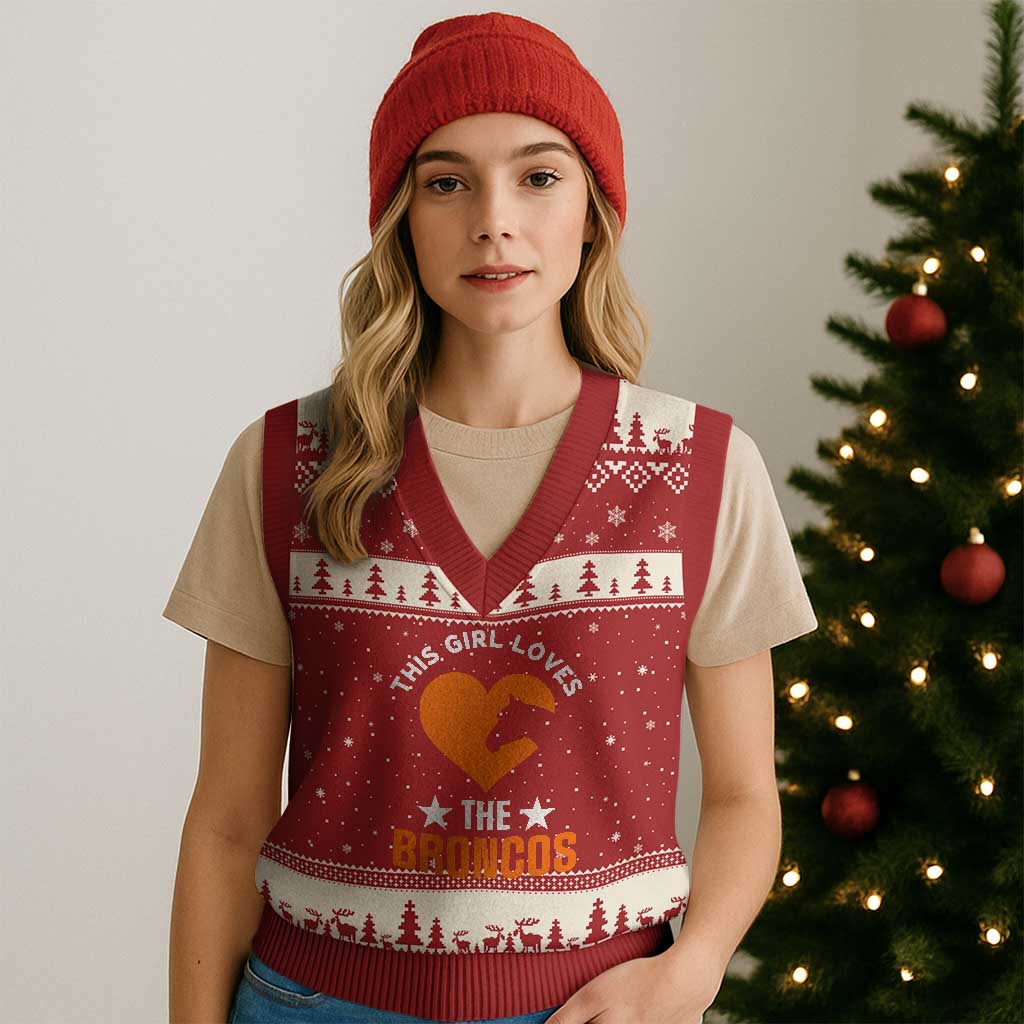 This Girl Loves The DFB V-Neck Knit Sweater Vest Vintage Football Inspirational Game Day TS10 Red Beige Print Your Wear