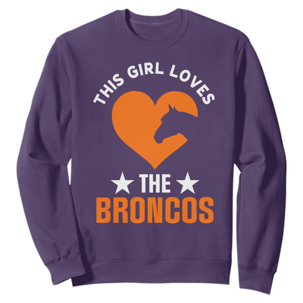 This Girl Loves The Broncos Sweatshirt Vintage Football Inspirational Game Day TS10 Purple Print Your Wear