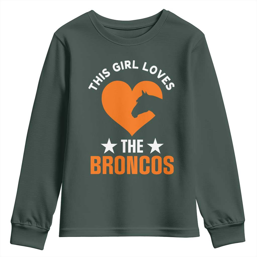 This Girl Loves The DFB Youth Sweatshirt Vintage Football Inspirational Game Day TS10 Dark Forest Green Print Your Wear