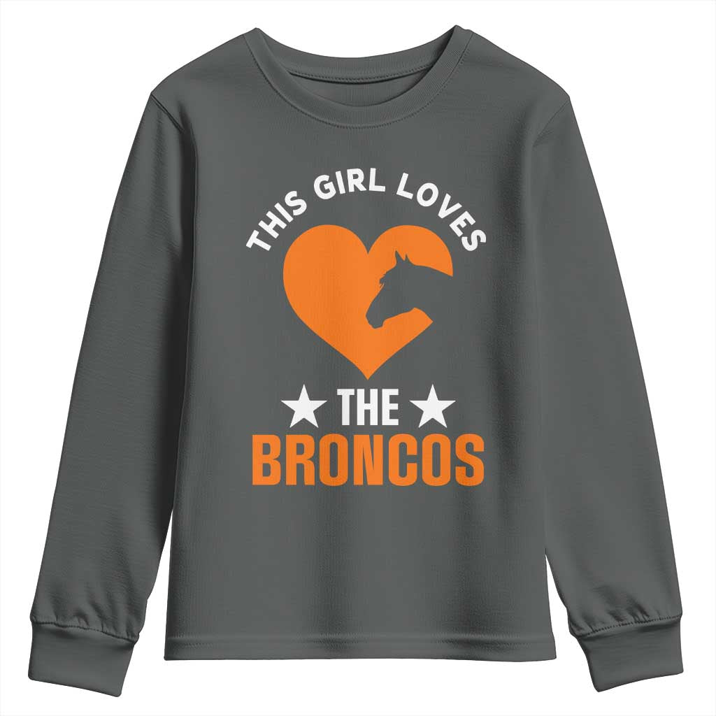 This Girl Loves The DFB Youth Sweatshirt Vintage Football Inspirational Game Day TS10 Dark Heather Print Your Wear