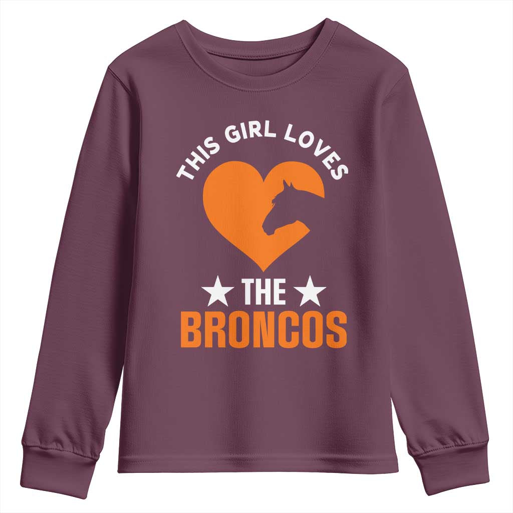 This Girl Loves The DFB Youth Sweatshirt Vintage Football Inspirational Game Day TS10 Maroon Print Your Wear