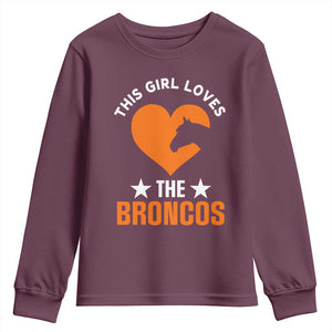 This Girl Loves The DFB Youth Sweatshirt Vintage Football Inspirational Game Day TS10 Maroon Print Your Wear