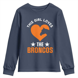 This Girl Loves The DFB Youth Sweatshirt Vintage Football Inspirational Game Day TS10 Navy Print Your Wear