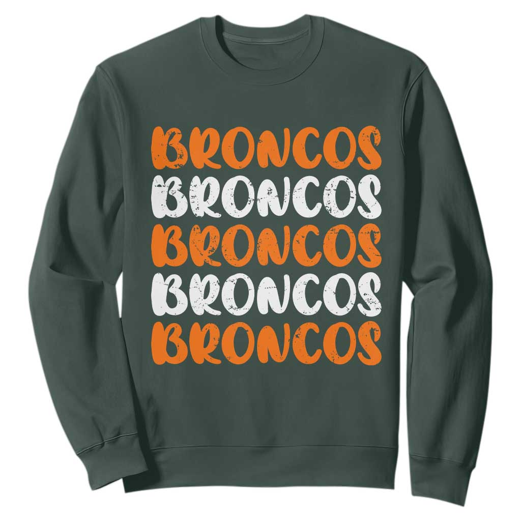 Vintage Broncos Sweatshirt Retro Novelty Football Inspirational TS10 Dark Forest Green Print Your Wear