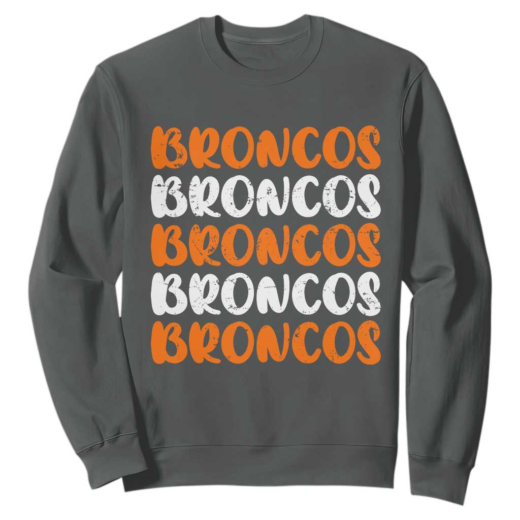 Vintage Broncos Sweatshirt Retro Novelty Football Inspirational TS10 Dark Heather Print Your Wear